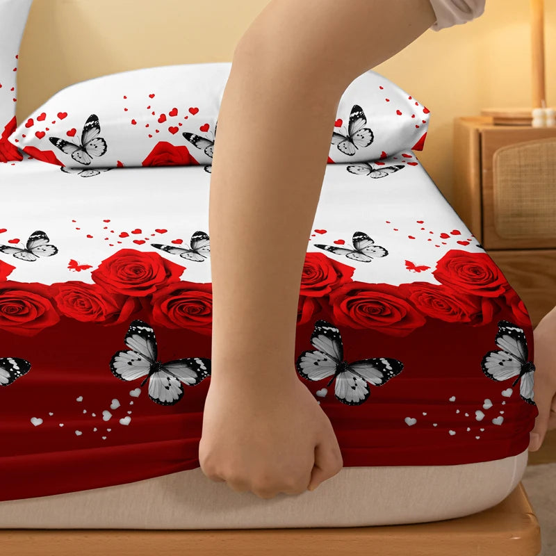 1 sengeteppe med blomster- og sommerfuglmønster og frostet mønster, sengeteppe til soverommet med trykk, sengetøy (unntatt putevar)