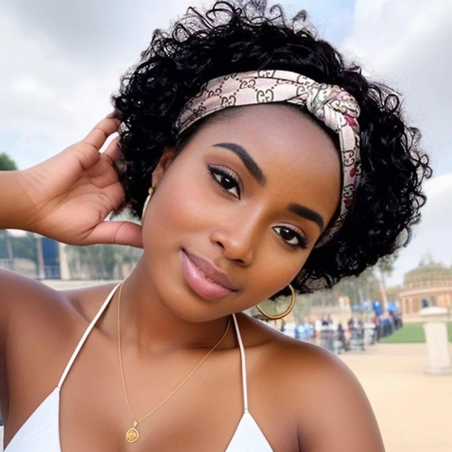 Curly Pixie Headband Wig