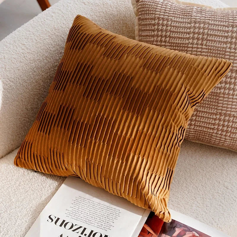 Pillow Cover in Cream Color, Retro Style, Brown French Sofa Waist Cushion Cover 45x45cm Pillowcase