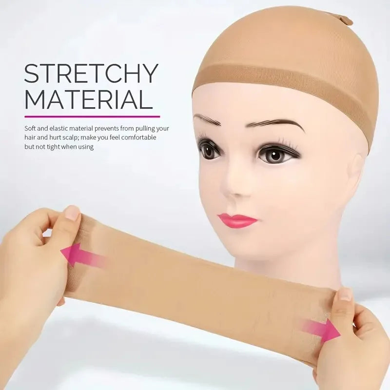 Stretchy Mesh Wig Caps 2 10 12 20Pcs/Pack Light Brown Colo Wig Caps Hair Nets Weave Hairnets for Cosplay, Daily Use