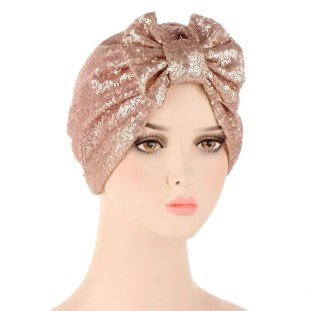 Sombrero turbante indio nuevo con nudo y lazo para mujer, hijab musulmán, pañuelo africano para la cabeza, gorro, gorro para pérdida de cabello, gorro de quimioterapia, pañuelos para la cabeza