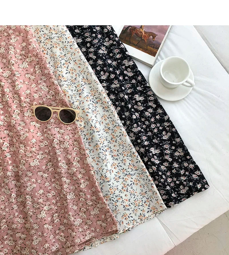 Woman Skirt Summer New Korean Ins Fashion Temperament Gentle Vintage Floral Slim Versatile High Waist Female Skirt