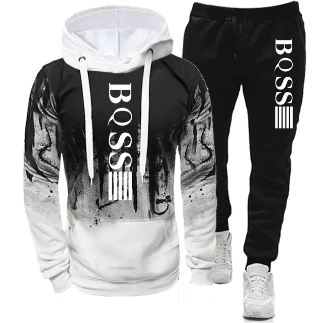 Men's Hoodies for Men Clothing Splash Ink Sweatshirt Suit Man Tracksuit Pant Sets New in Hoodies & Sweatshirts Sports Suits Set