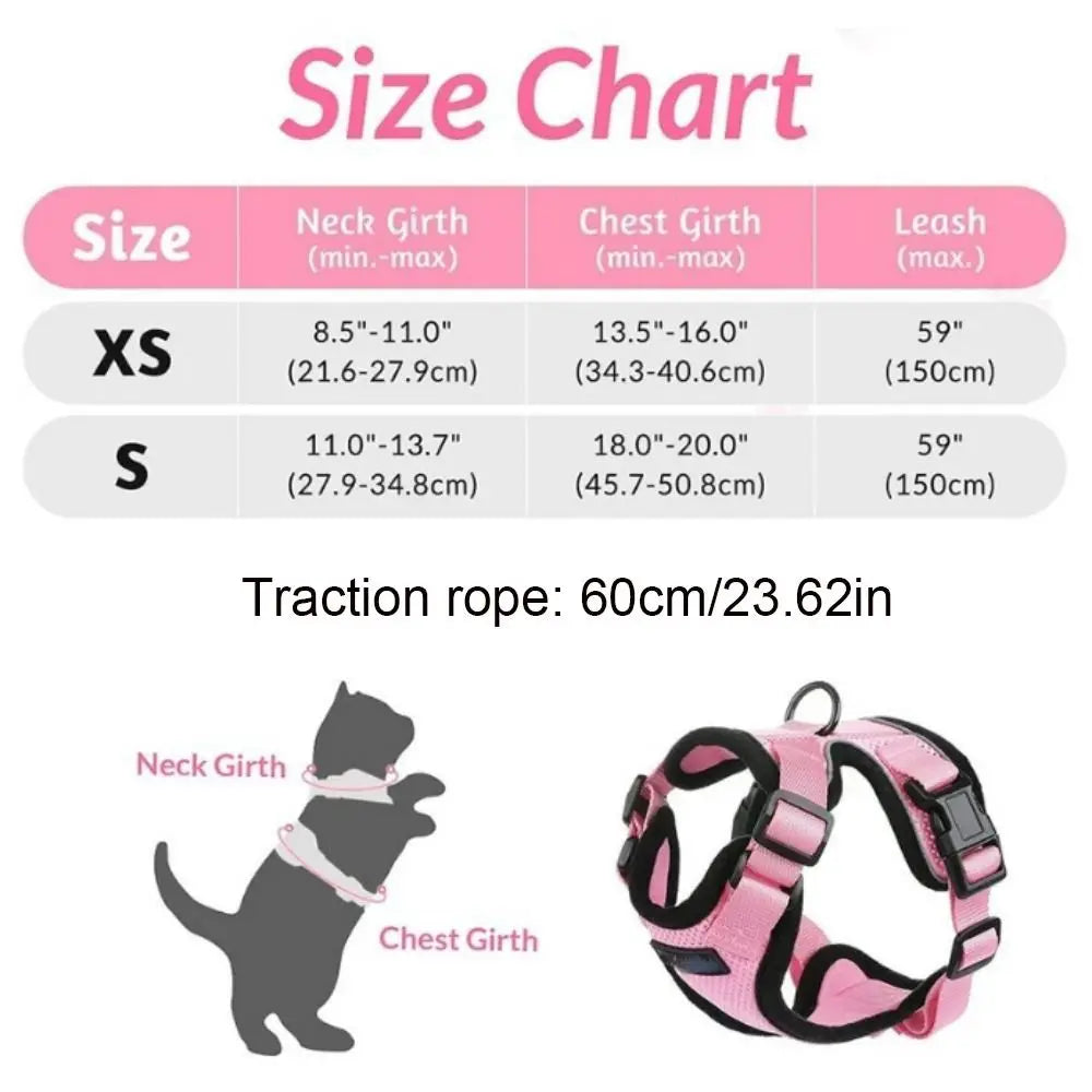 Cat Harness Leash Set - Escape Proof Adjustable Vest, Soft & Secure for Walking, Easy Control Pet Safety Gear