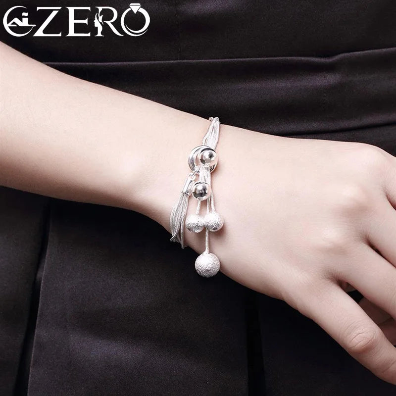 Wholesale Fine designer 925 Sterling Silver tassels beads Bracelets necklace earring Jewelry set Fashion Party wedding Gift