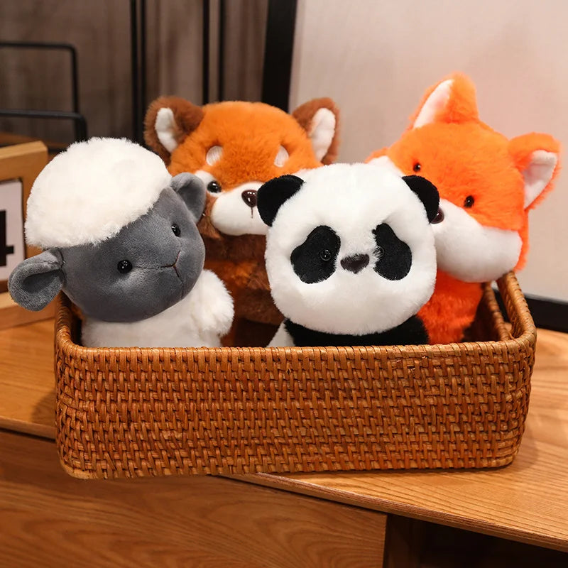 Creative Stuffed Animals Raccoon Fox Husky Cat Monkey Papa Circle Toy Wrapped Around Arm Doll Toys For Kids Birthday Gift