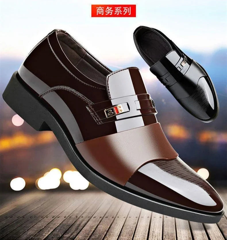 Nuevos zapatos formales de cuero para hombre, calzado informal de negocios antideslizante, zapatos de trabajo minimalistas de moda, cómodas zapatillas planas para hombre