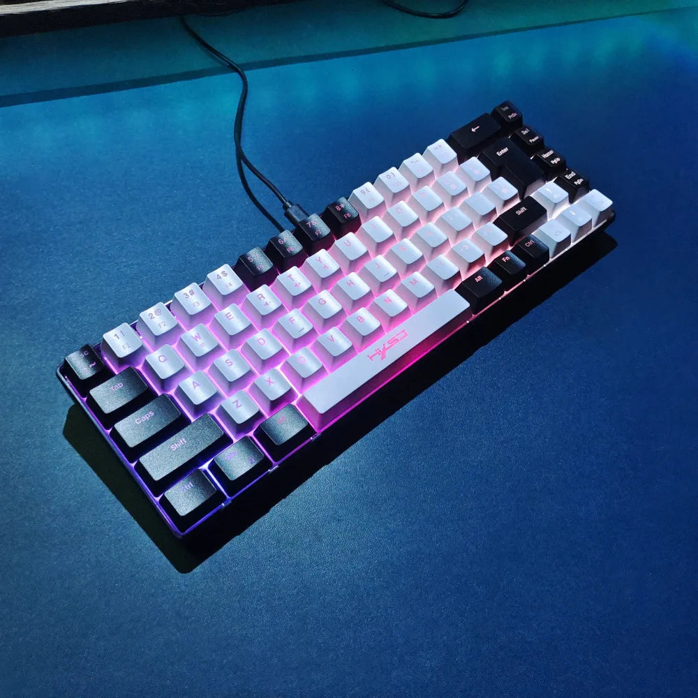 Keyboard 68 keys RGB gamer backlit ergonomic wired key board 65% pc computer office Portable usb laptop Keyboards white black