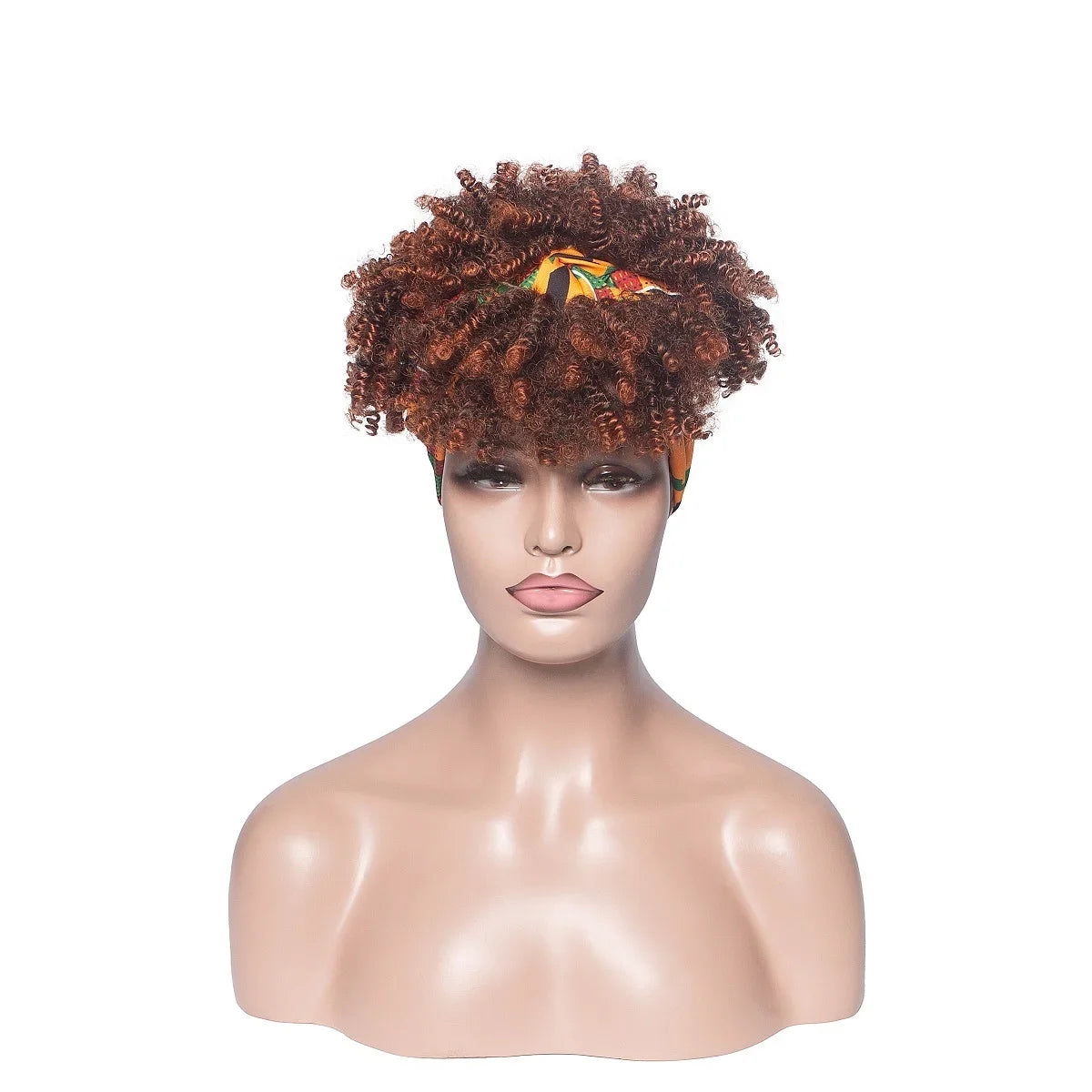 Fluffy Headband Wigs for Black Women Short Afro Kinky Curly Headwrap Wig High Temperature Natural Synthetic Headband Scarf Wig
