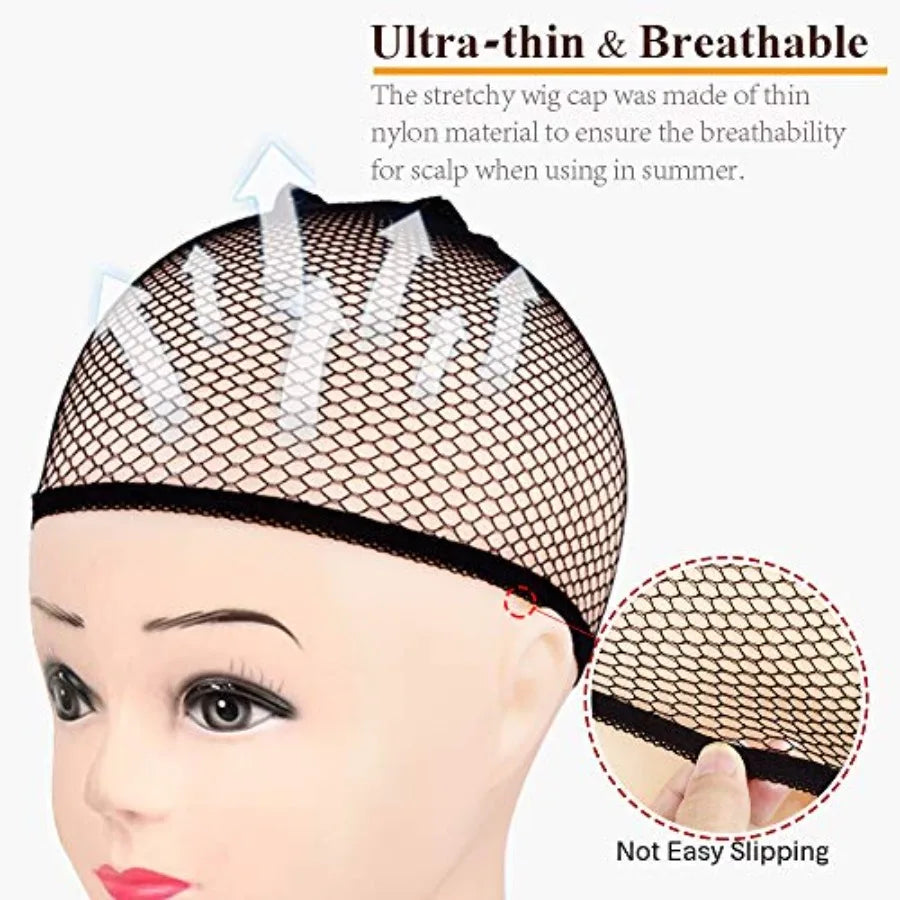 6PCS Wig Cap Non Slip, Mesh Net Wig Caps for Women Men, Weaving Hair Net Close End Fishnet