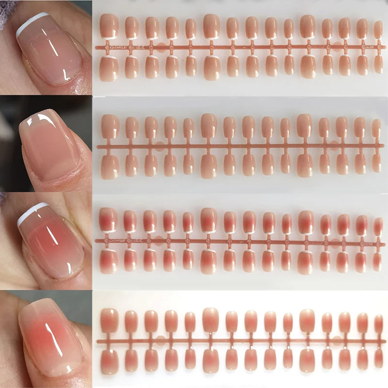 30 stk. gradient kunstnegler fransk blush nude negler vanntett kunstige negler medium kiste kunstnegler fingernegler presse-on negler tupper manikyr