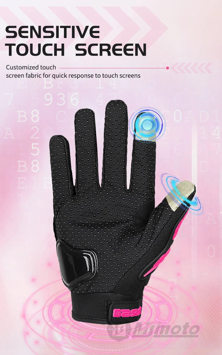 AXIO New Lady Pink Motorcycle Cycling Gloves Touchscreen Motocross Glove Wear-resistant Non-slip Motorbike Glove Mesh Breathable