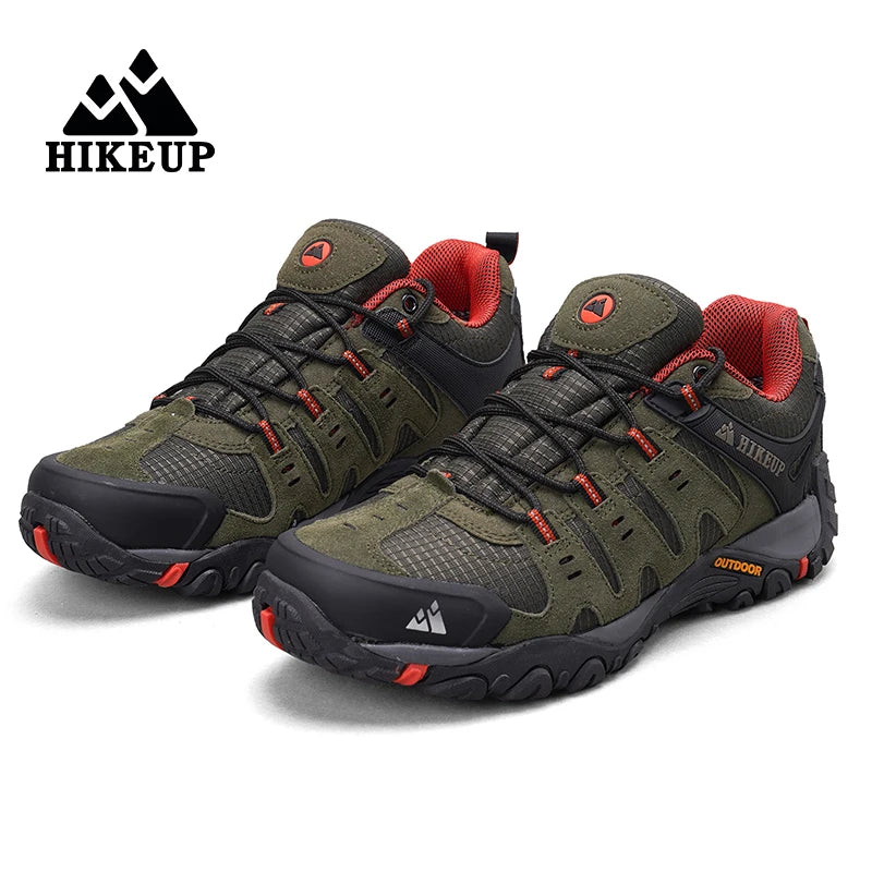 HIKEUP Zapatillas de senderismo para hombre de cuero de ante, calzado de exterior resistente al desgaste, zapatillas tácticas de trekking, senderismo y caza para hombre