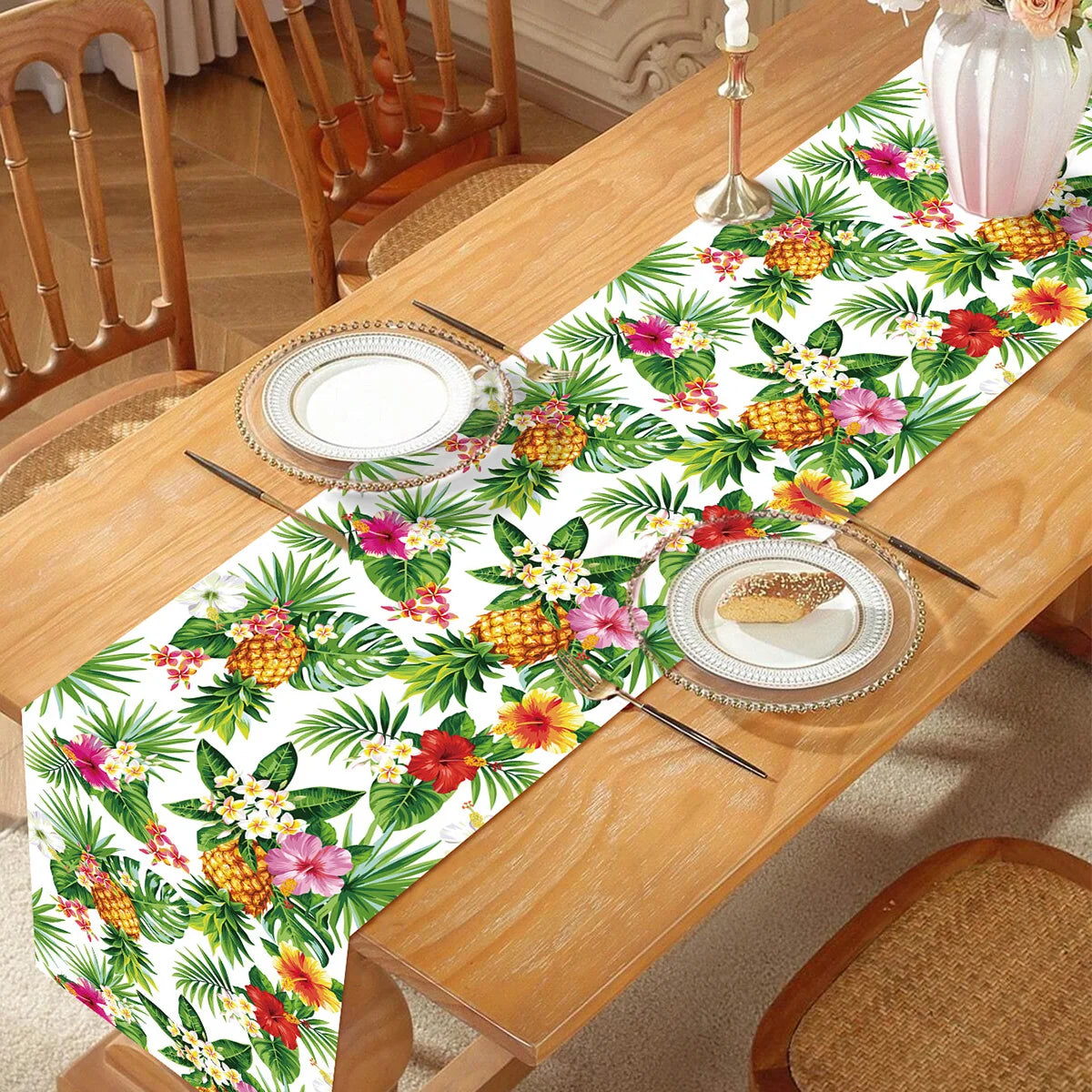 Hawaiian Garland Table Runner Hawaii Luau Tropical Party Decor Kids Favors Tableware ALOHA Summer Beach Birthday Party Supplies