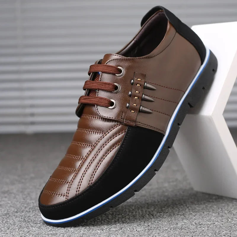 Men Genuine Leather fur Shoes High Quality Elastic Band Fashion Design Solid Tenacity Comfortable Men's Shoes Big Sizes s34