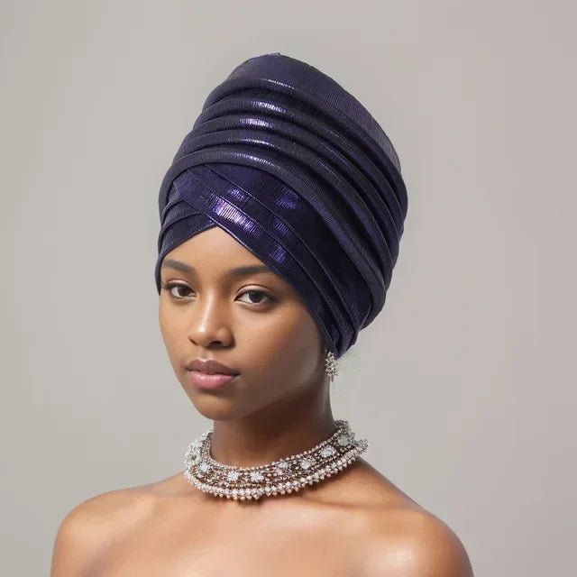 Gorro turbante africano para mujer, envolturas de cabeza nigerianas, pañuelo automático Gele ya hecho, tocado musulmán, tocado para fiesta