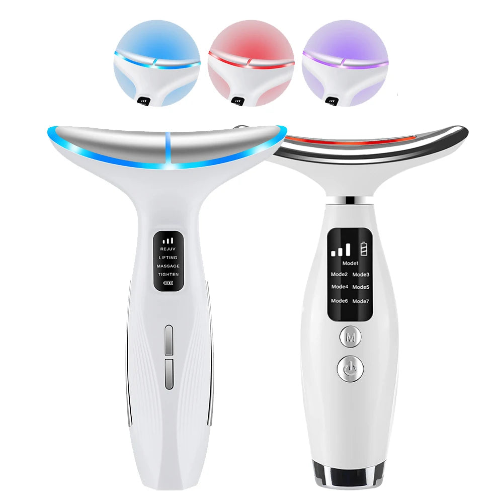 Neck Face Beauty Machine Lifting 3/7 Light Therapy Facial Massager Skin Tightening & Rejuvenation Wrinkle Double Chin Removal