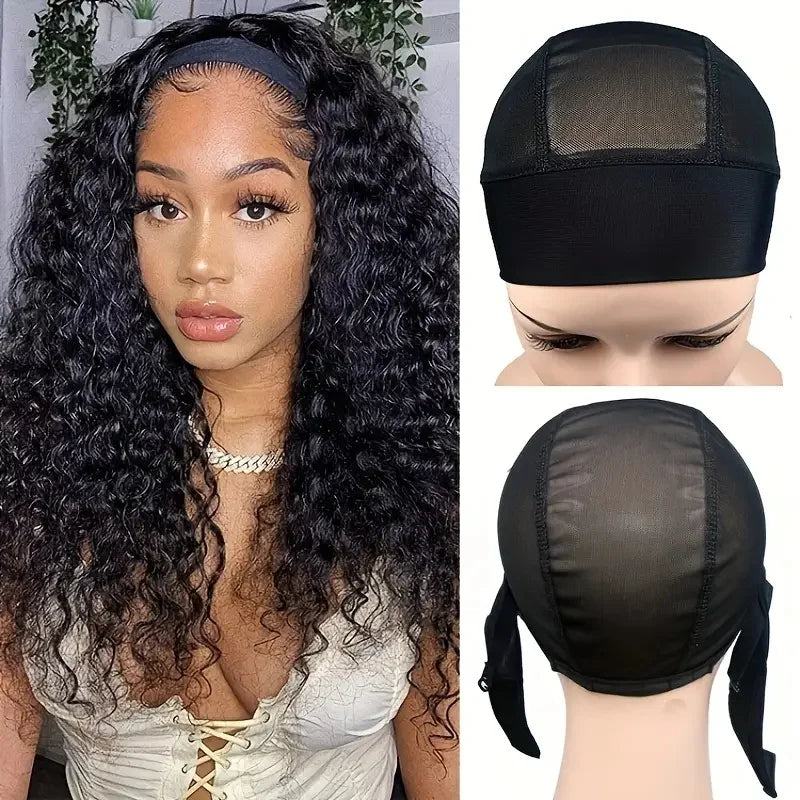 1 bonnet de perruque en filet avec bandeau réglable, bonnet de perruque antidérapant pour la confection de perruques