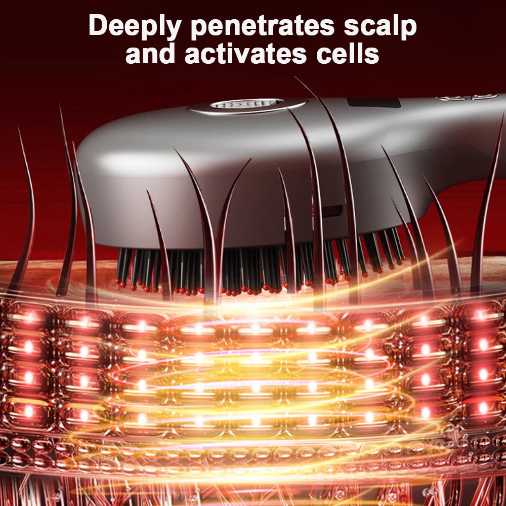 Electric Head Massager for Hair Growth 630nm Red Light Massage Comb Scalp Essential Applicator Anti-hair Loss Spray Hair Brush