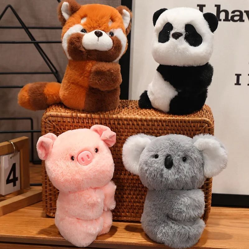 Creative Stuffed Animals Raccoon Fox Husky Cat Monkey Papa Circle Toy Wrapped Around Arm Doll Toys For Kids Birthday Gift