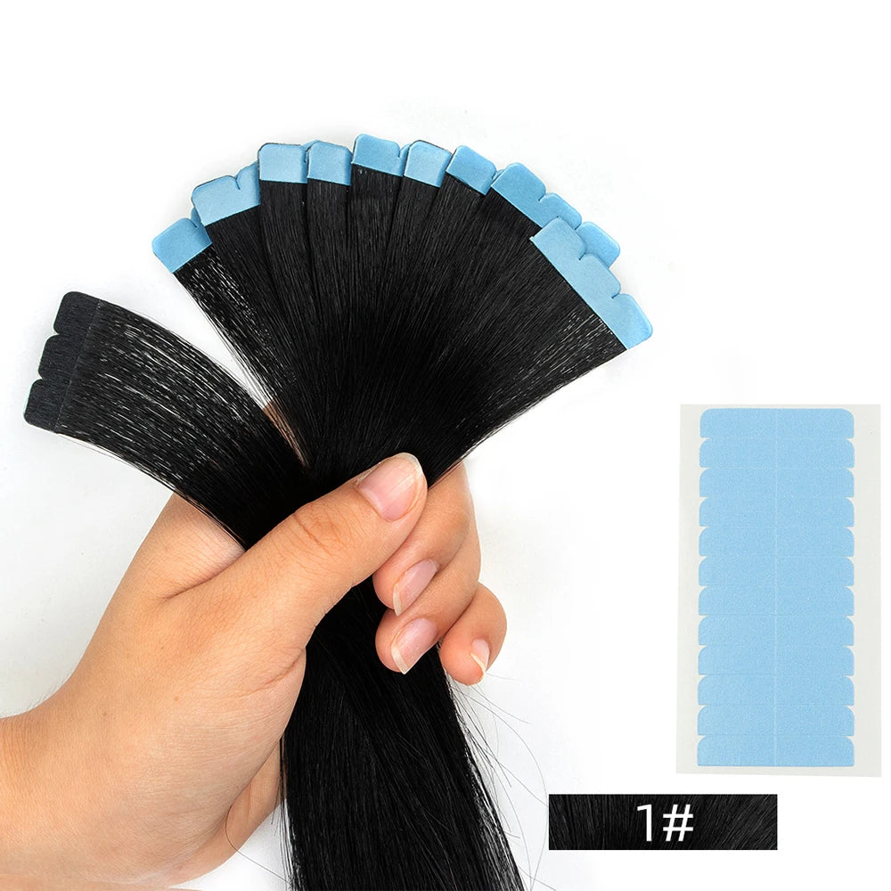 Mini Tape in Human Hair Extensions Machine Remy Adhesive Seamless Tape In Hair Straight Hair Extensions 10pcs/pack 12-24 Inches