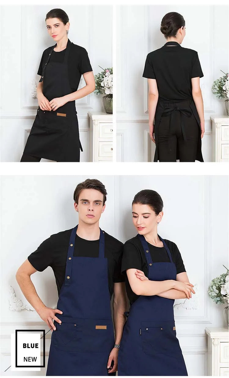 Nouveaux tabliers de cuisine tendance pour femmes et hommes, tabliers de travail pour chefs, pour grillades, restaurants, bars, boutiques, cafés, salons de beauté, studios de manucure, uniformes