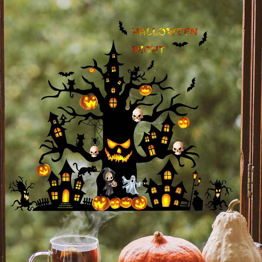 Pegatinas de Pared de Árbol de Castillo de Halloween Decoración del Hogar Adecuado para Habitaciones Infantiles y Jardines de Infancia
