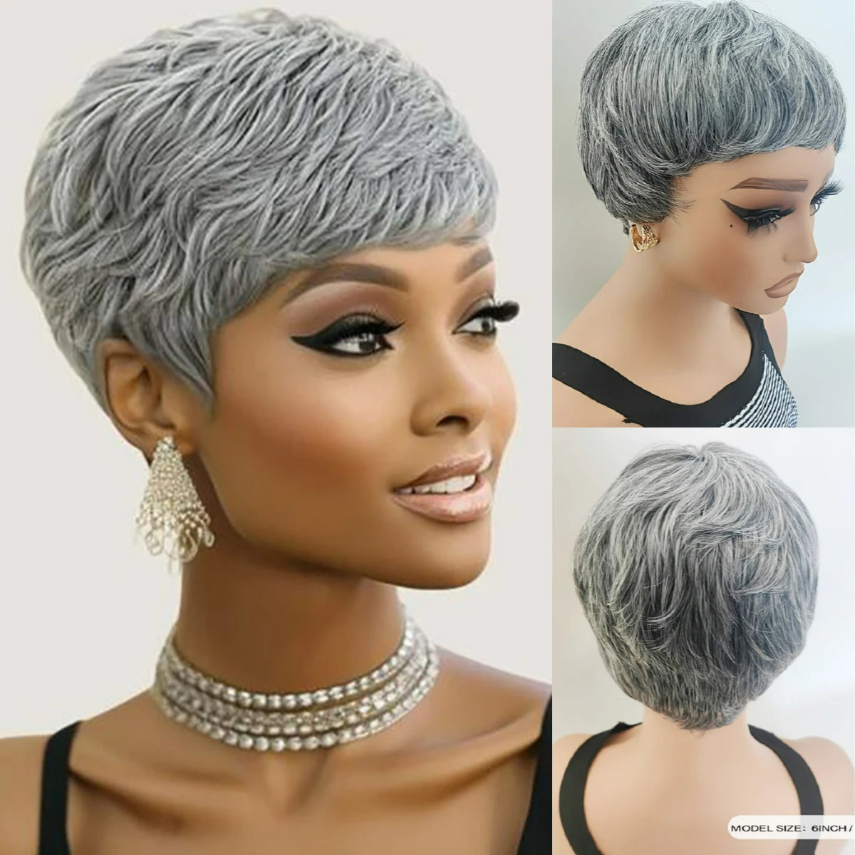 Pixie Cut Wigs With Bangs Blond Short Layered Pixie Wigs Natural Synthetic Hair For Women Daily Use 6 Inch