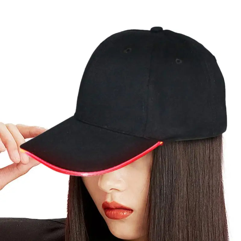 LED Baseball Cap Comfortable Sun Protection Baseball Hats Glow Hat Christmas Costume Cute Red Hat With 4 Lighting Modes For