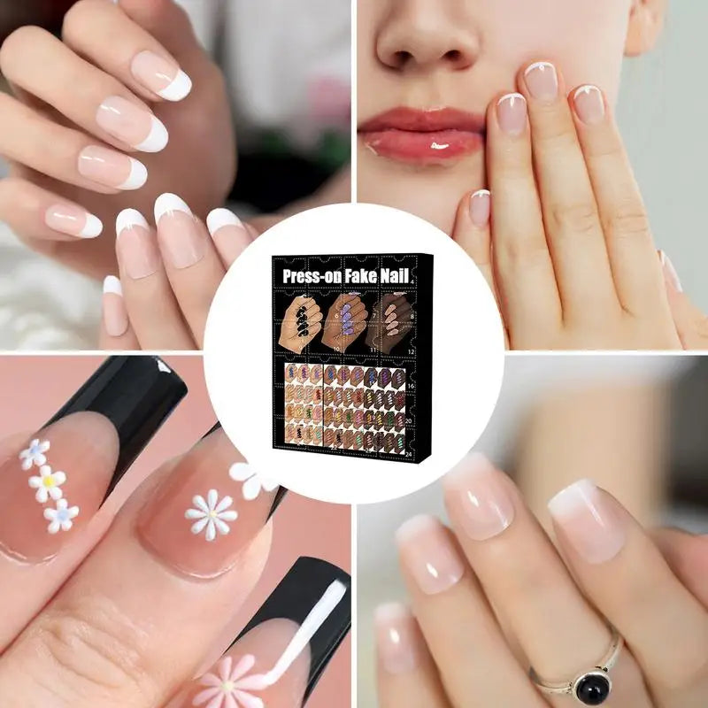 Fake Nail Countdown Calendar 24 Days Fake Nails Christmas Advent Calendar Creative Countdown Calendar Multifunctional Christmas
