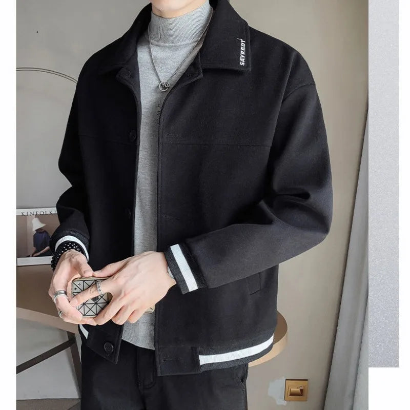 Men's Jackets Spring Autumn Short Slim Fit Male Wool & Blends Coats Cheap Clothes Offer Stylish Vintage Clothing Fashion