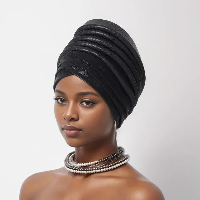 Gorro turbante africano para mujer, envolturas de cabeza nigerianas, pañuelo automático Gele ya hecho, tocado musulmán, tocado para fiesta