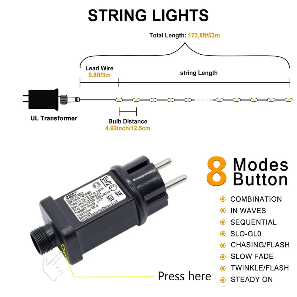 Christmas Decorations For Home Led Festoon Fairy Lights 20/50/100M EU/US Plug New Year 2025 Street Garland On The House
