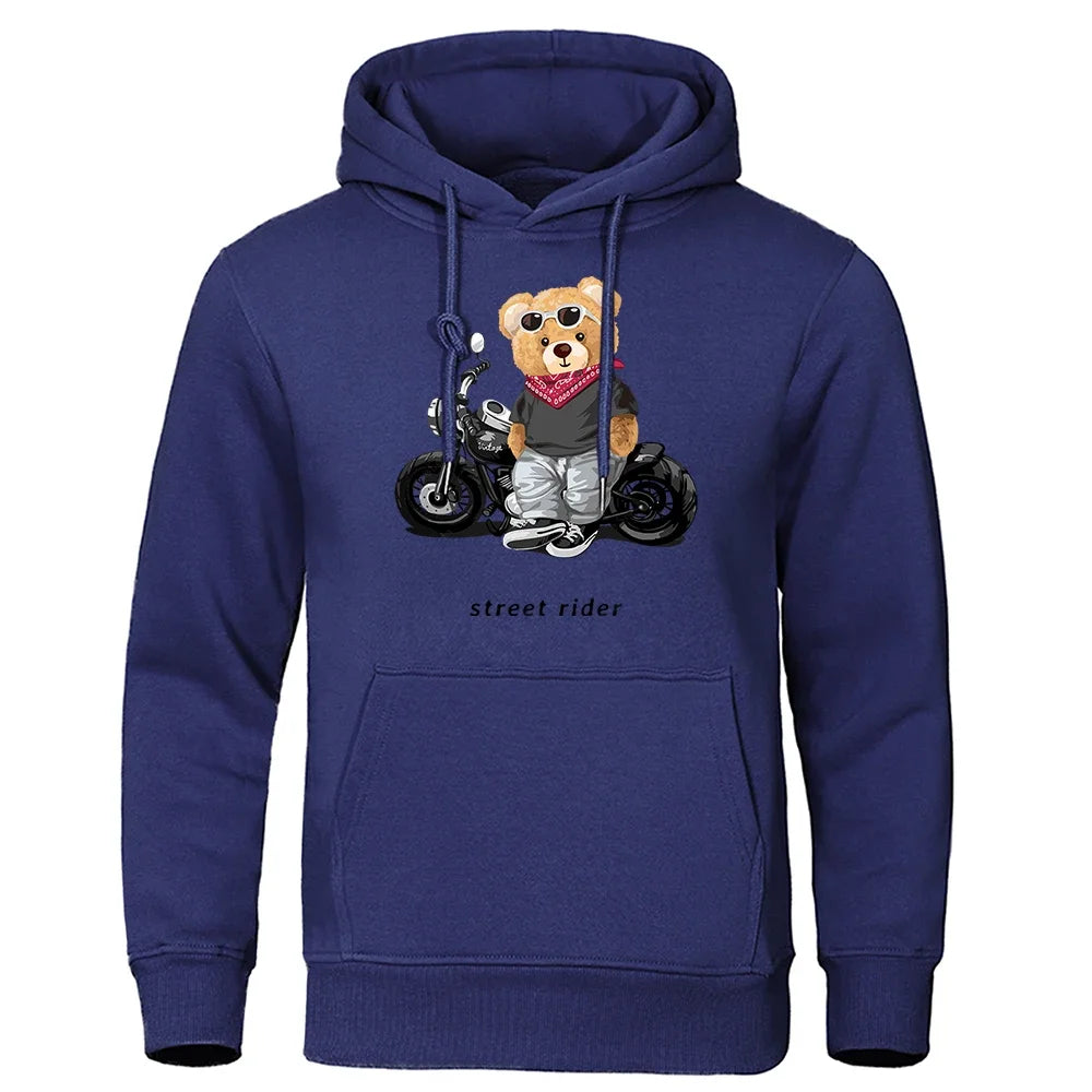Men's Teddy Bear Hooded Sweatshirt, Super Big Hat Sweatshirt, Casual, Loose, Personalized, Fun, Suitable for Motorcycle Riders