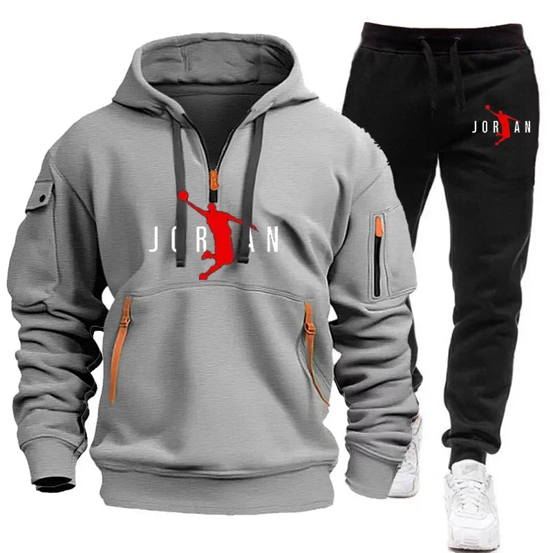 Autumn and winter new trend men's blazer + Tracksuit pants Fashion casual jogging print sportswear outdoor sportswear