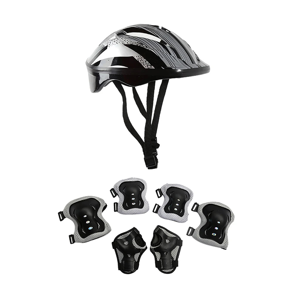 7Pcs/Set Kids Roller Skating Bicycle Helmet Knee Wrist Guard Elbow Pad Set for Children Cycling Sports Protective Guard Gear Set