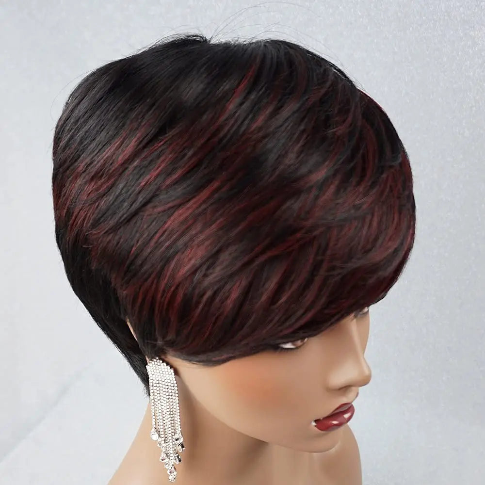 Pixie Cut Wig for Black Women  Synthetic Wigs for Black Women Short Bob Wig Human Hair Wigs with Bangs Short Wigs for Black Wome