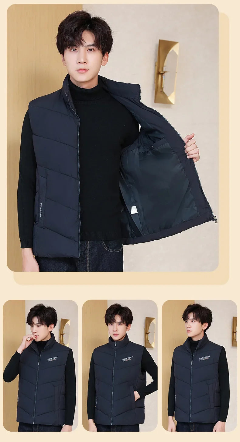 Vest Jacket Men Cotton Padded Jackets Men Clothing Autumn Winter Warm Sleeveless Jackets Men Waist Coats 2025 Hip Hop Coats