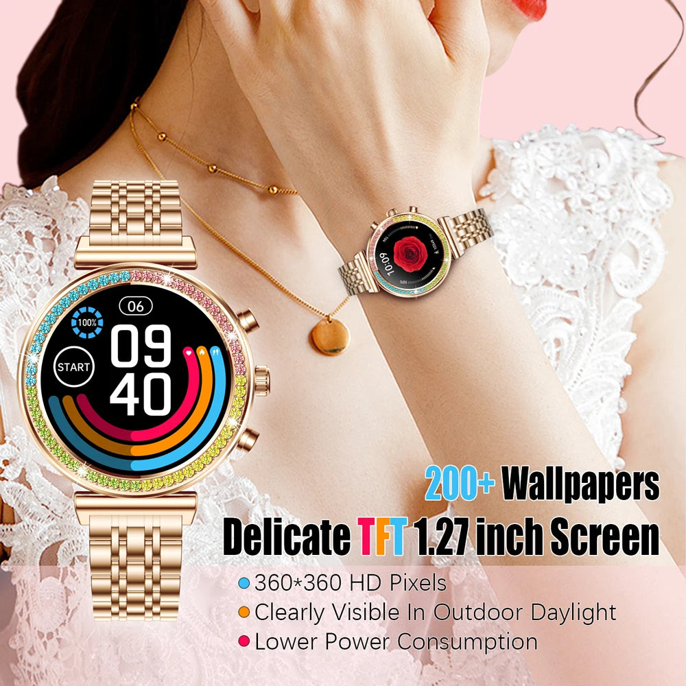 2025 New Smartwatch For Woman 1.27" HD Display Smart Watch Women Bluetooth Calls Waterproof Sports Heart rate Monitoring Watches