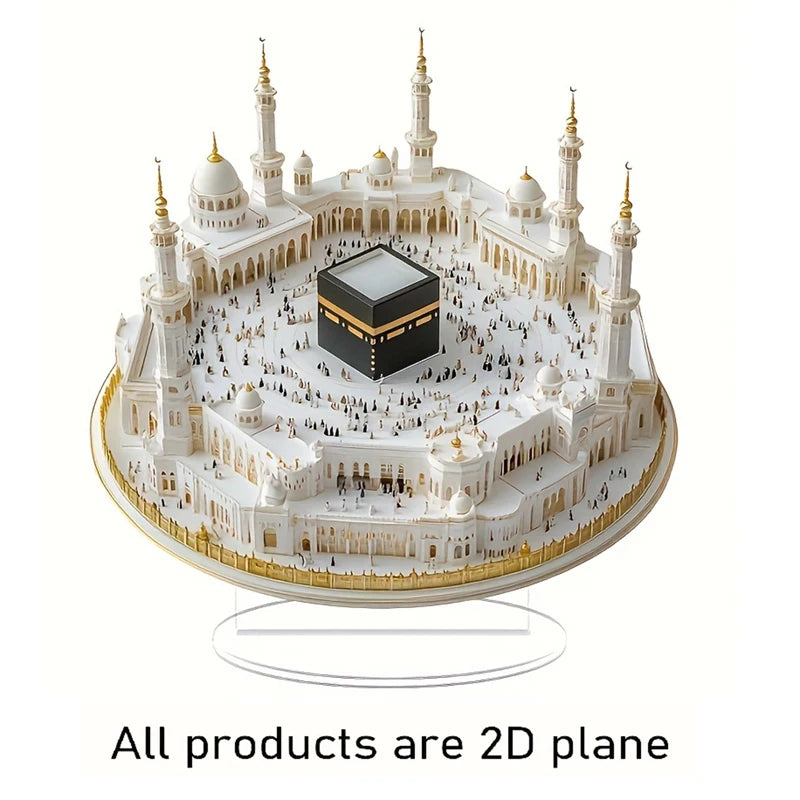 Ramadan Tabletop Decorations White Mosque Print Centerpieces Acrylic Flat Ornaments