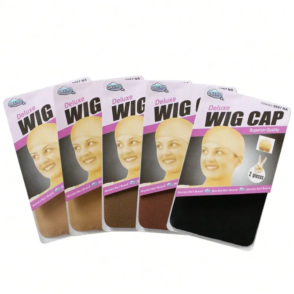 2Pcs/Pack Factory Wholesale Women's Elastic Nylon Wig Cap Comfortable Elastic Fit Smooth Safe Design Deluxe Stretch Mesh Wig Caps Hairnets For Making Wigs Dark Brown