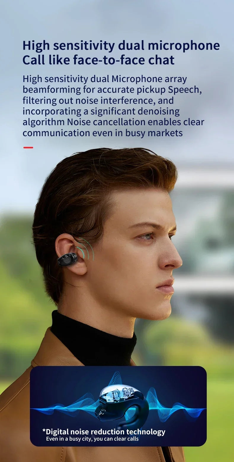 Bluetooth 5.3 Earphones With Mic Wireless Headphones Single in-Ear Sports Waterproof TWS Earbuds Handsfree Headset