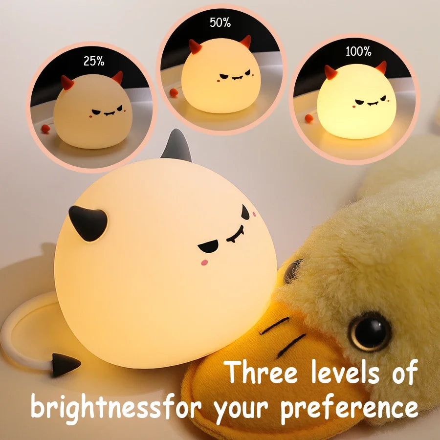 Cute Animal Night Light USB Rechargeable Pumpkin Monster Bedside Nightlights Dimming For Kid's Halloween Party Holiday Gifts