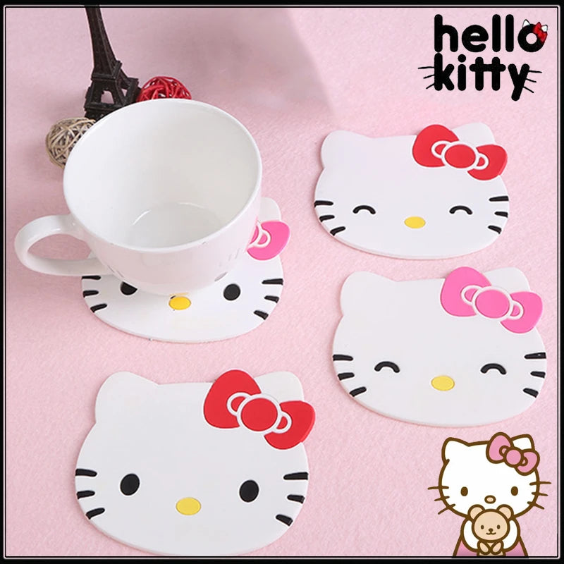 Hello Kitty Coaster Creative Cute Table Insulation Placemat Mat Kawaii Kitchen Accessories Drink Cup Coasters Non-slip Cup Mat