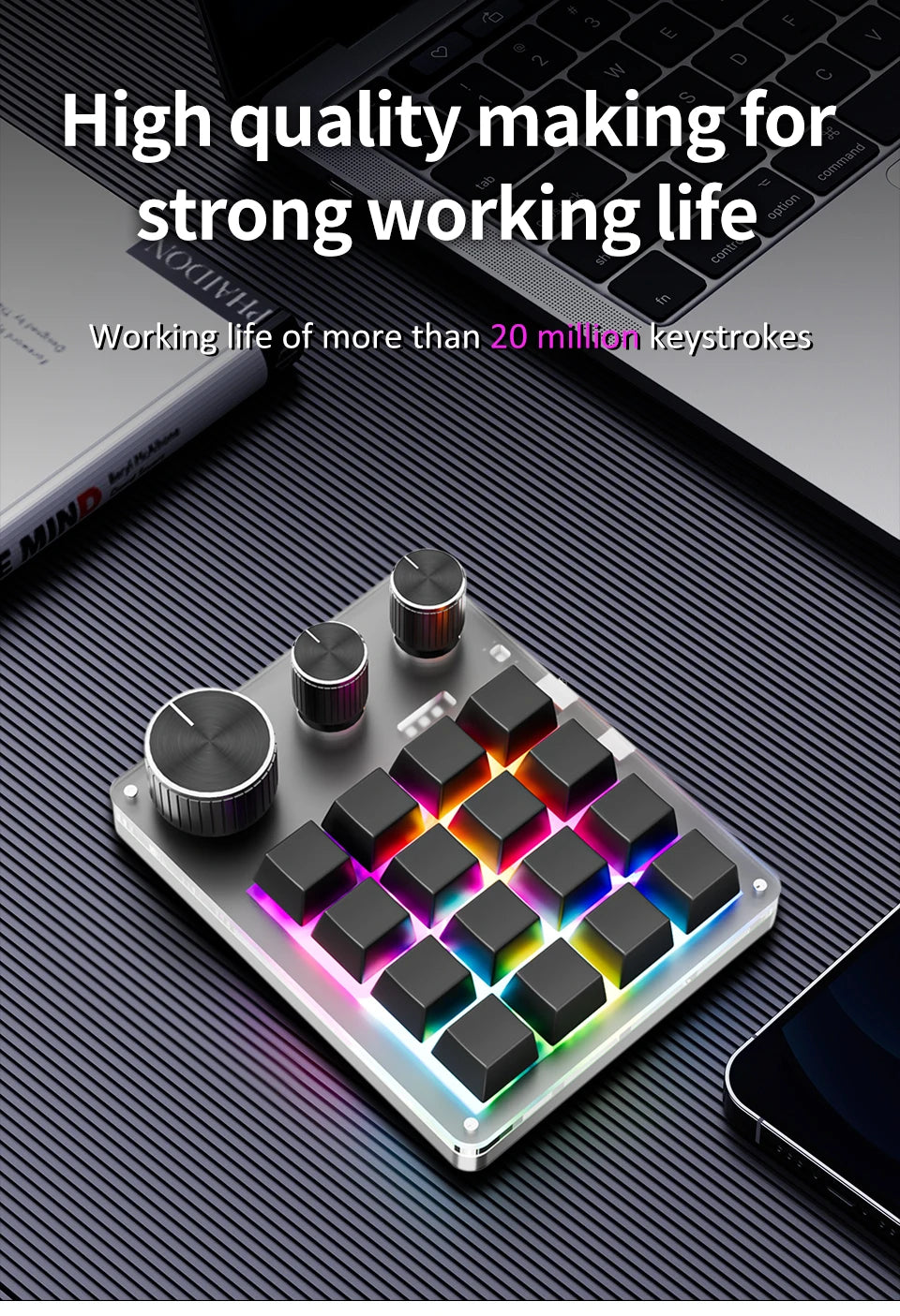 16 Keys 3 Knobs Mechanical Gaming Keyboard USB Wired Bluetooth-Support/ 2.4G Programming Macro Keyboard Custom Hot-swap Keypad