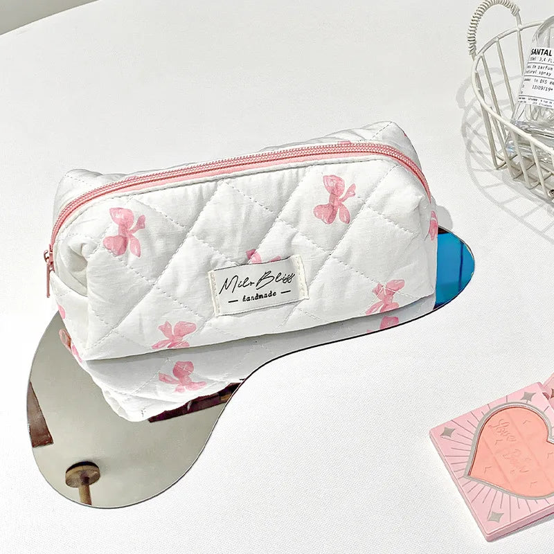 Bolsa de cosméticos para mujerBolsa de viaje para artículos de aseo Bolsa de maquillaje con lazo Bolsa de almacenamiento de maquillaje de moda Neceser organizador de bolso Kosmetiktasche