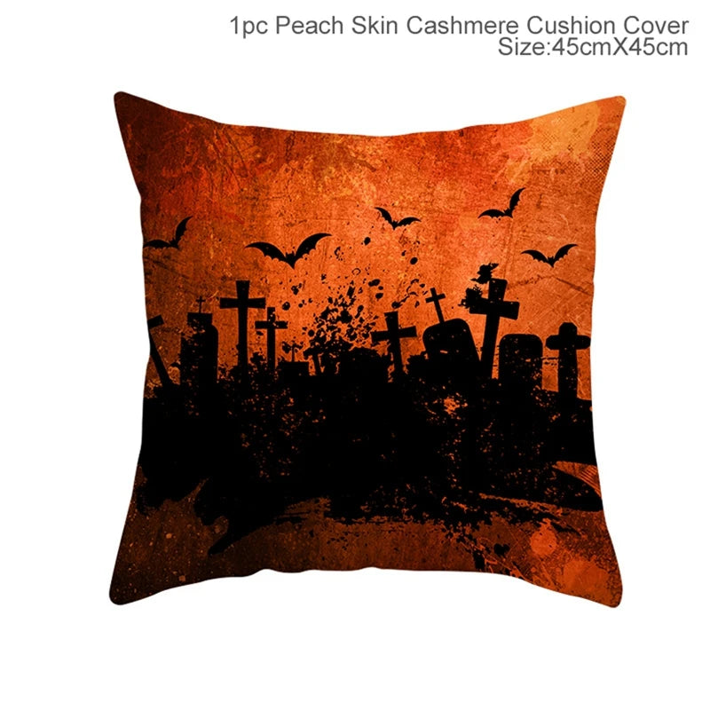 Halloween Linen Cushion Cover Trick or Treat Theme Pillowcase Cartoon Pumpkin Ghost Pillow Cover Halloween Party Decoration 2025