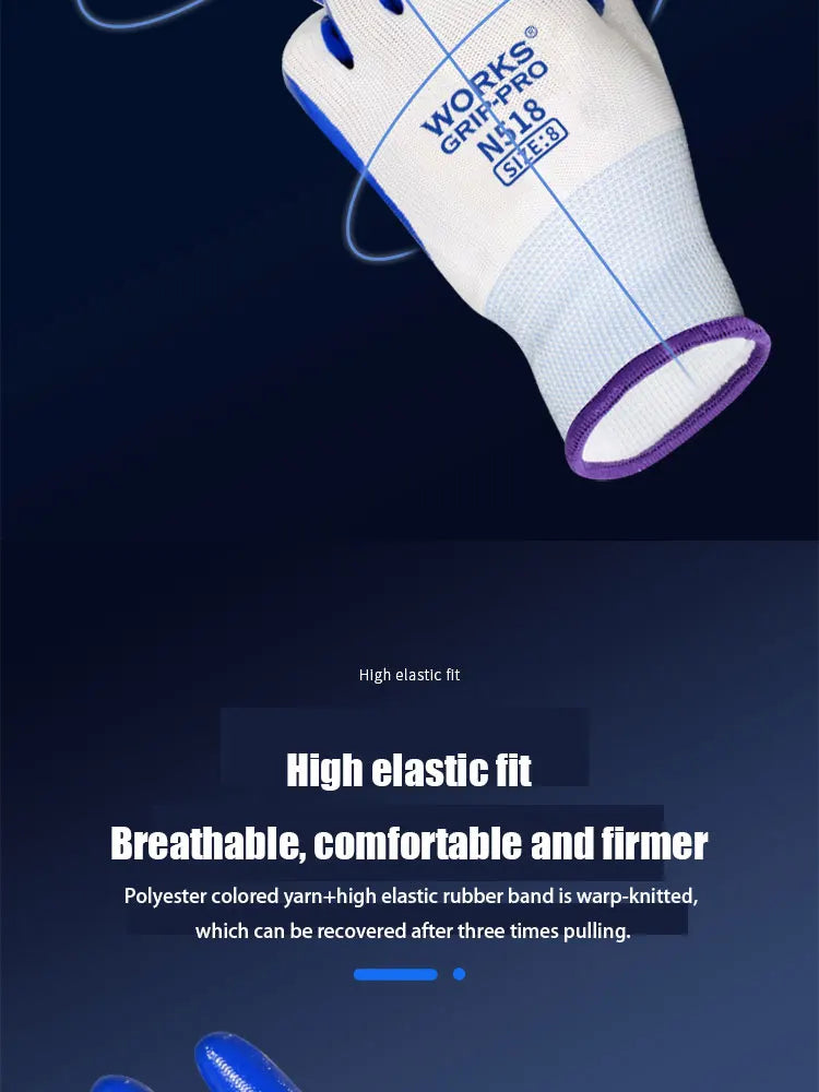 3 Pairs Of Non-slip Wear-resistant Breathable Nitrile Gloves Industrial Labor Building Construction Safety Non-slip Work Gloves