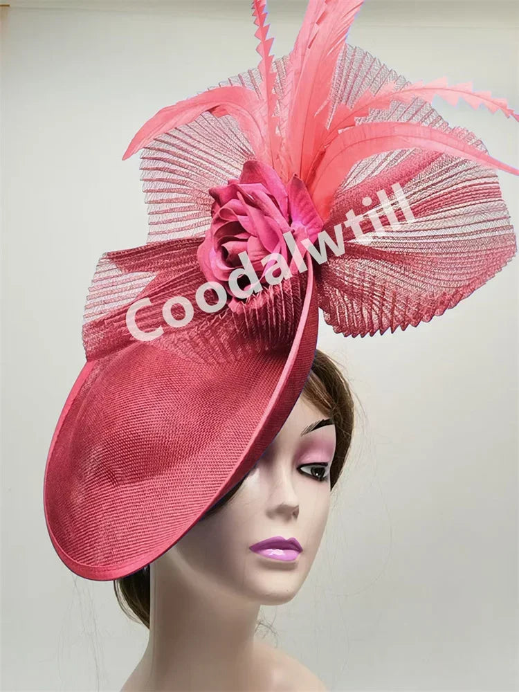 Flower Fascinators Hats Party Wedding Women Pillbox Cap Elegant Ladies Church Occasion Race Millinery Cap With Net Hair Access