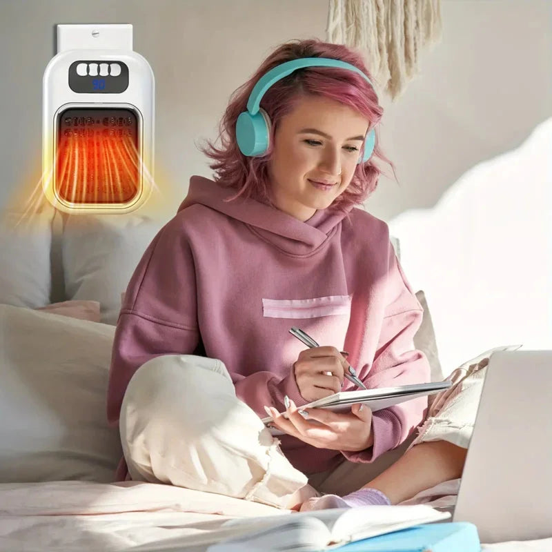 Veggmontert mini elektrisk varmeovn – bærbar, stillegående og fjernstyrt